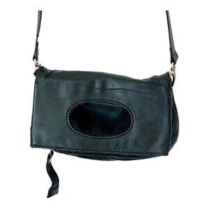 Black Shoulder or Cross Body  or Clutch Hand Bag - Medium Size - Faux Leather